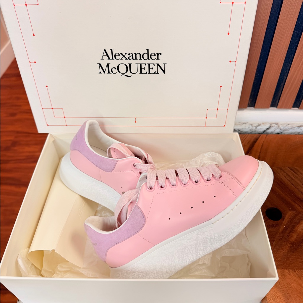 Alexander Mcqueen Pink And Lavender Leather Platform Sneakers